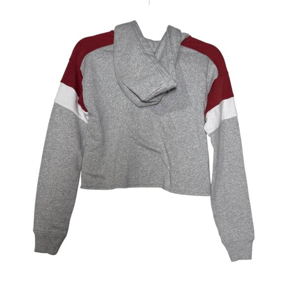 American Eagle Cropped Quarter Zip Hoodie Colorblock Gray White Red Size XXS - Picture 3 of 8